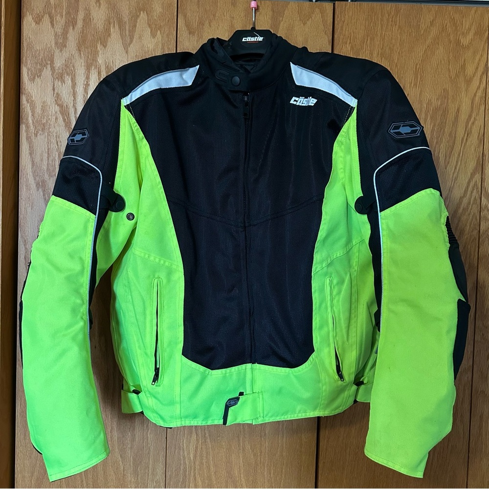 Castle Black and Neon Green Motorcycle Jacket